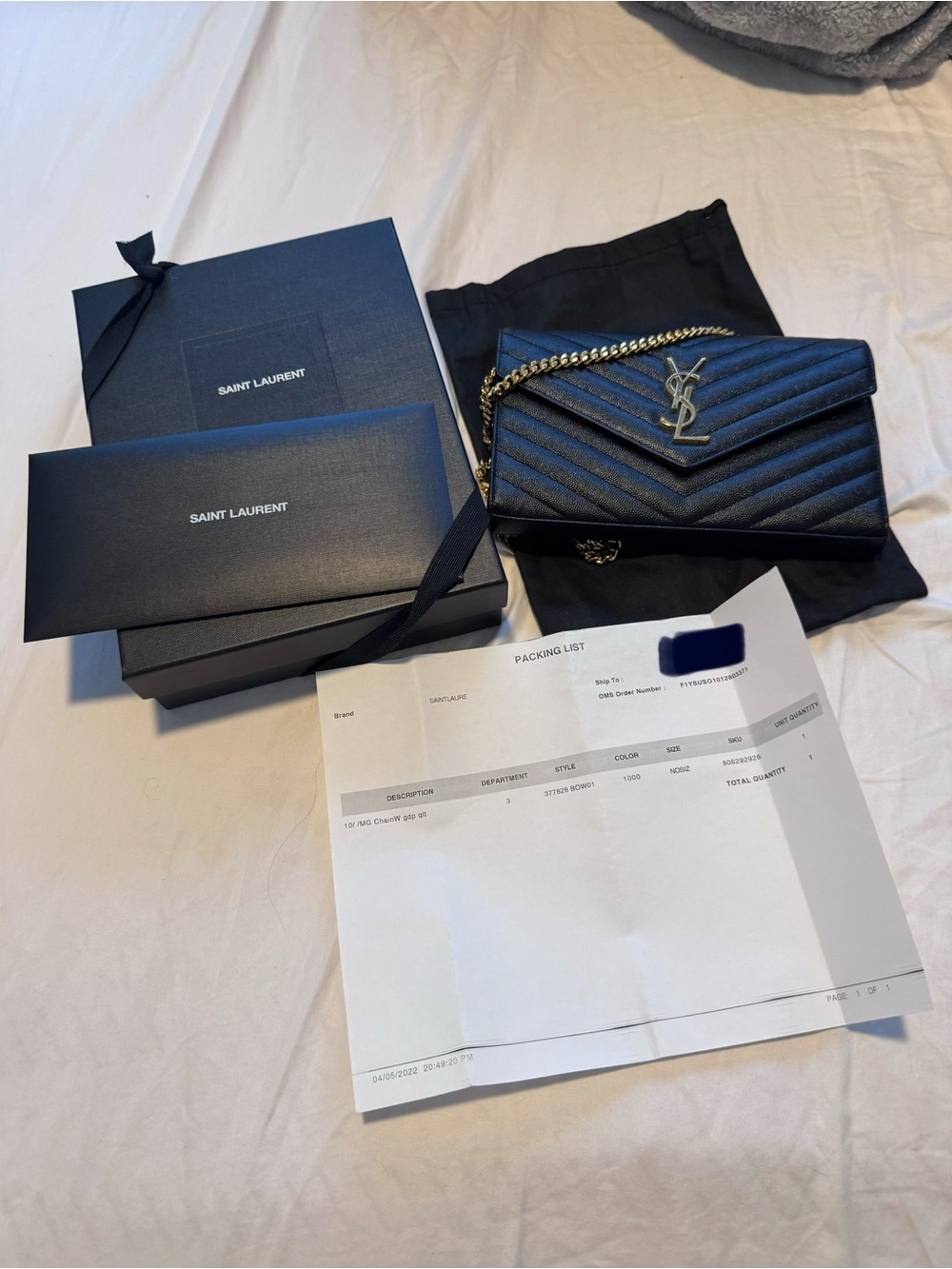 Yves Saint Laurent Monogram Cassandre Chain in Grain De Poudre Leather